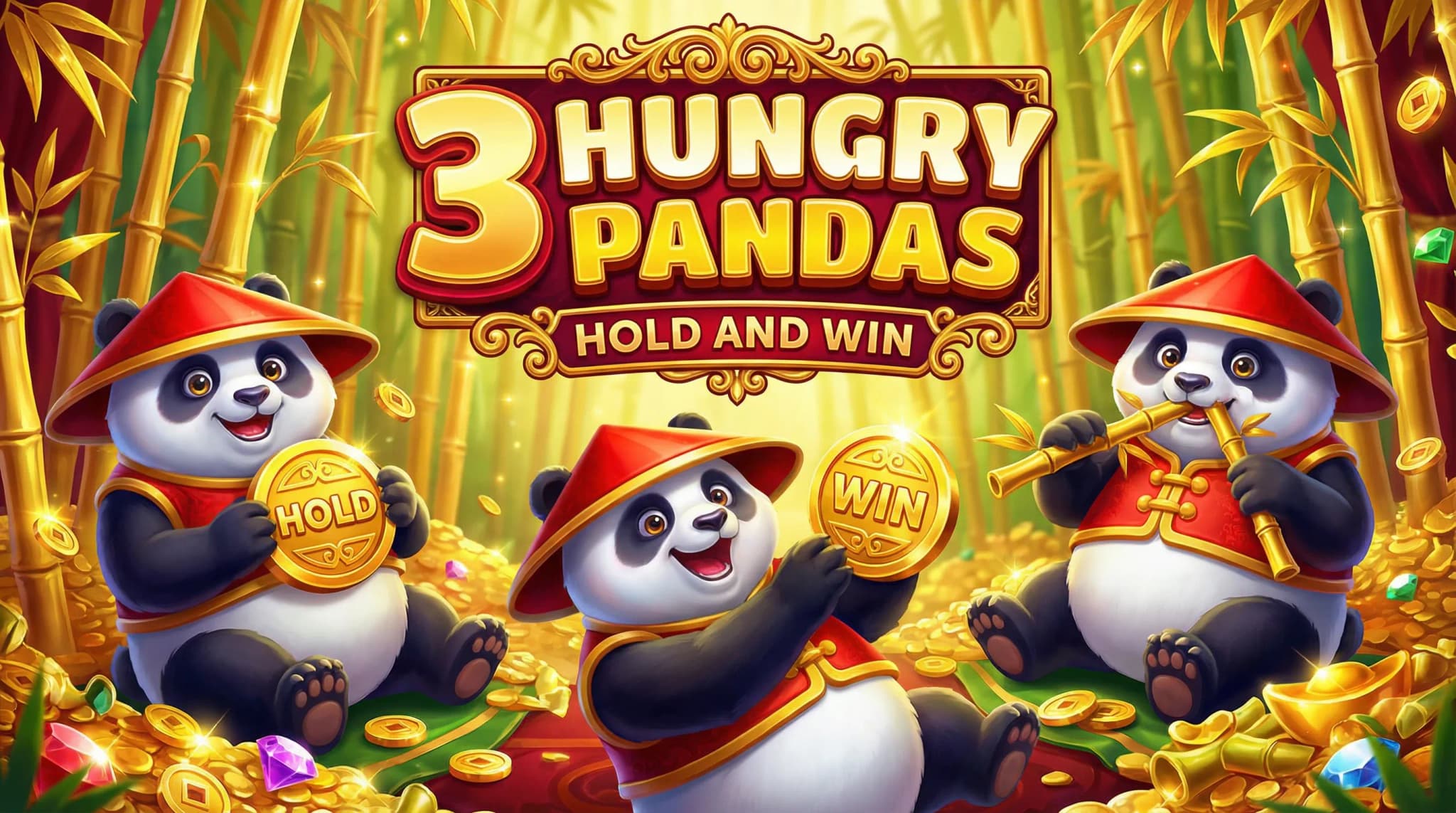 3 Hungry Pandas Hold and Win